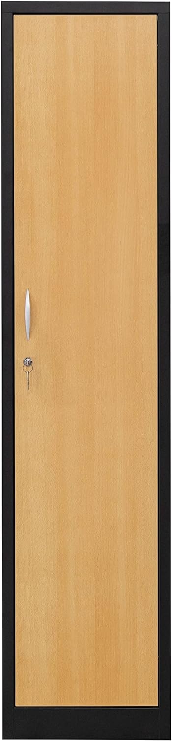 Garderobenschrank Abteilbreite 40 cm ganze Türen mit schwarz/weiß Trennung, 180 cm x 40 cm x 50 cm / schwarz / Buche RAL 9005