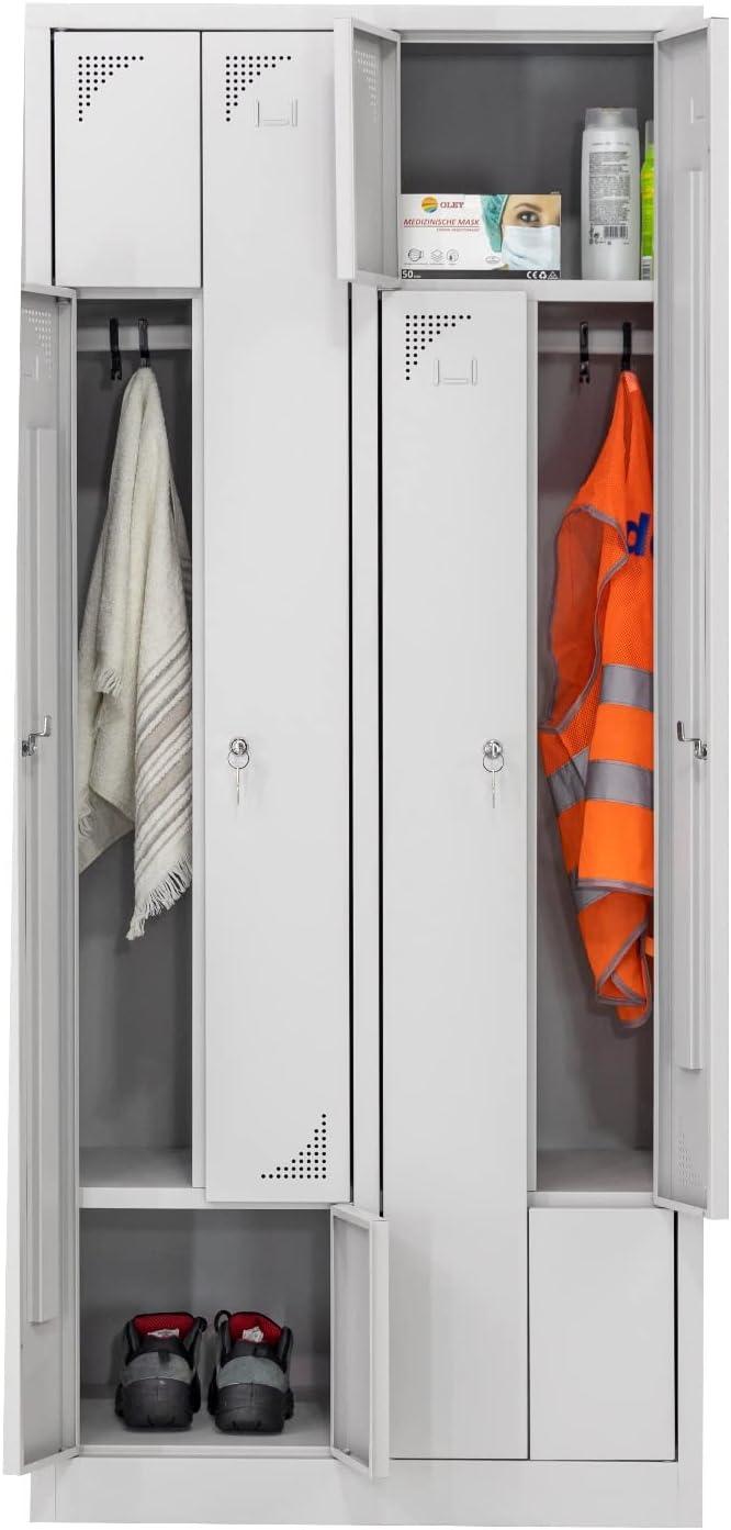 Furni24 Z Garderobenschrank Spind Umkleideschrank Personalschrank Kleiderschrank 180 cm x 80 cm x 50 cm **fertig montiert** Verschiedene Ausführungen