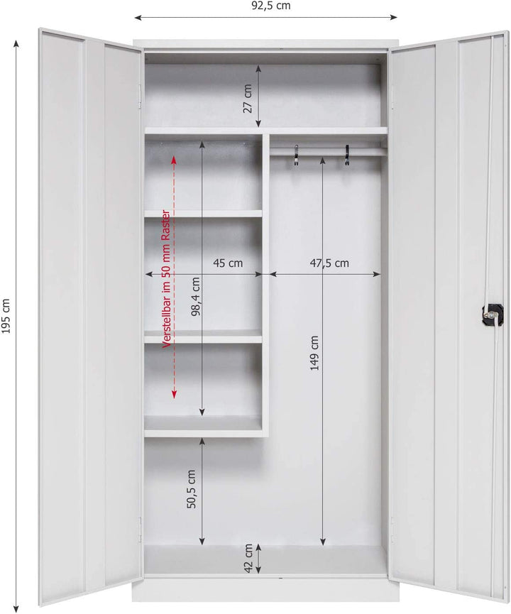 Putzmittelschrank, 92x42x195 cm, grau