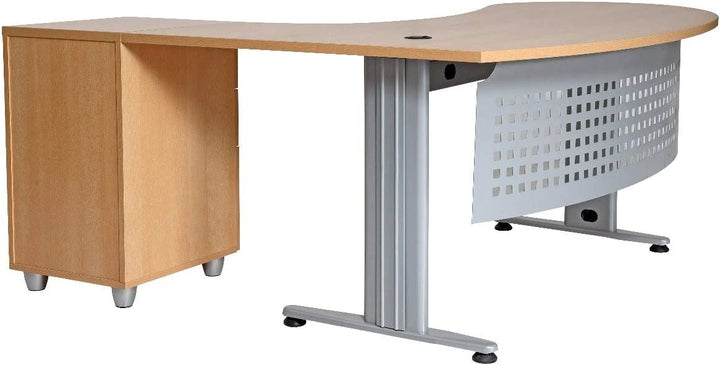 Schreibtisch, Chefschreibtisch, Winkelschreibtisch "Gela", Buche, rechts gewinkelt