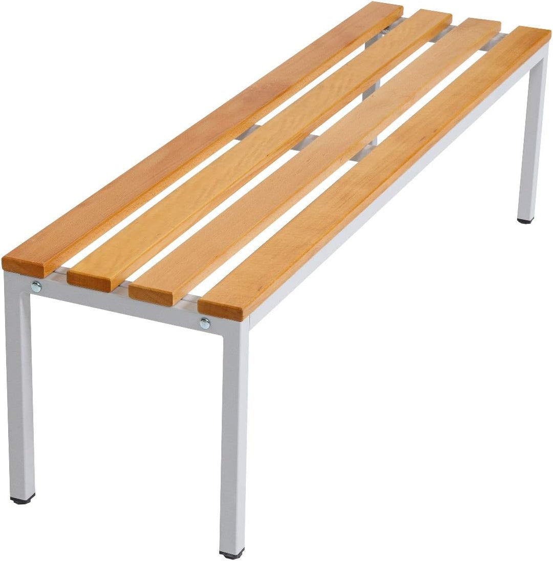 Furni24 Sitzbank für Umkleideräume BxHxT: 100x42x40 cm, Umkleidesitzbank, Umkleidebank, Garderobenbank, Sportbank, Bank mit Echtholz für Fitnessstudio