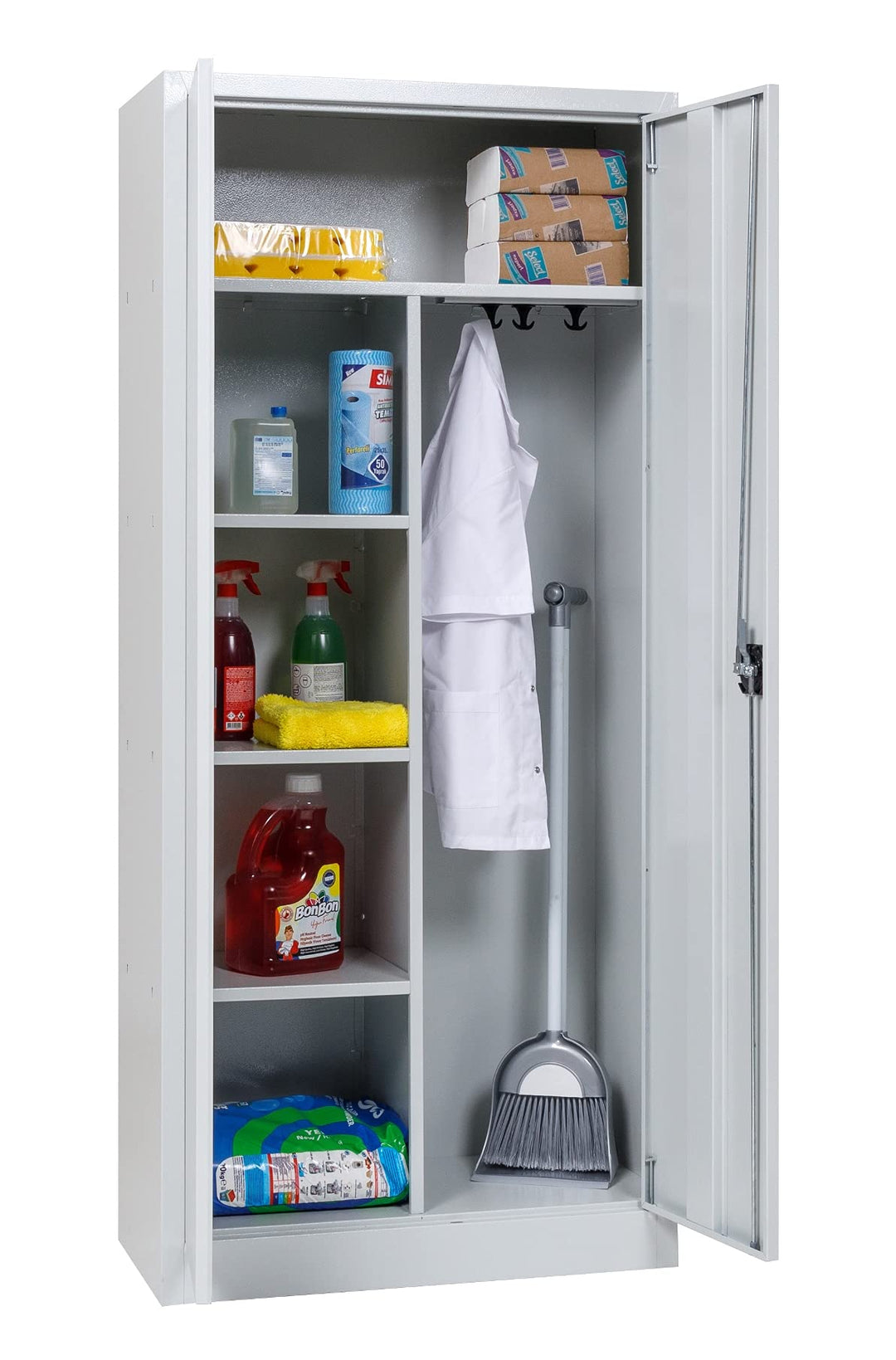 Putzmittelschrank Stahl, 80x38x180 cm, stahlgrau