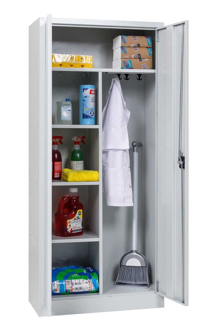 Putzmittelschrank Stahl, 80x38x180 cm, stahlgrau