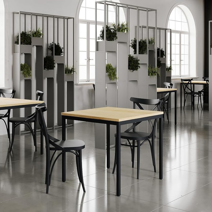 Furni24 Schreibtisch-Stahl 80x80x75cm, Eiche TÜV/GS-Einfache Montage, Arbeitstisch, Bürotisch, Küchentisch, Esstisch, Druckertisch Büro-Möbel Arbeitszimmer Computertisch Gaming-Tisch Mehrzwecktisch