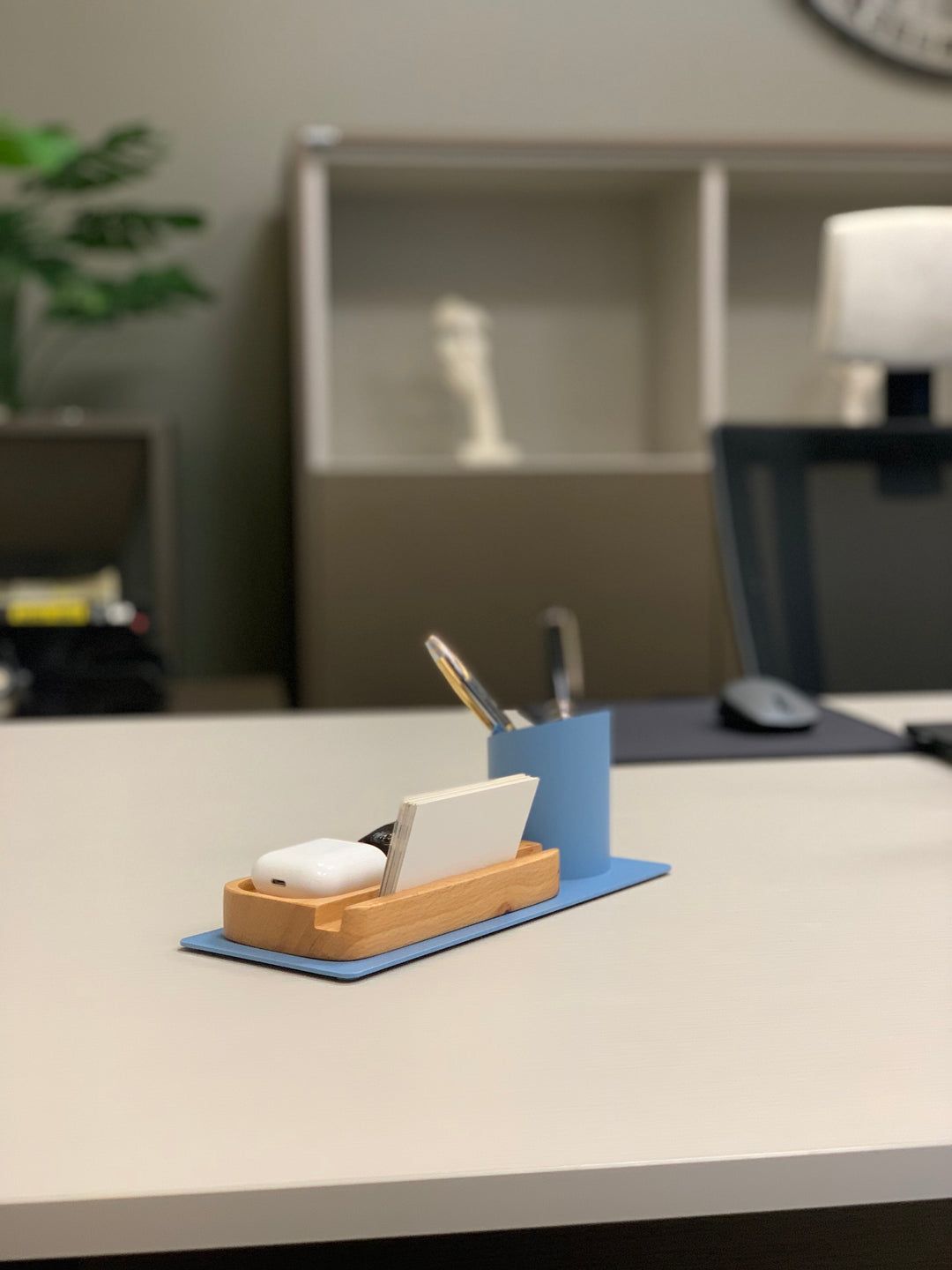 Desk Organizer Stifthalter, Telefonständer (10x10x25 cm, Blau)