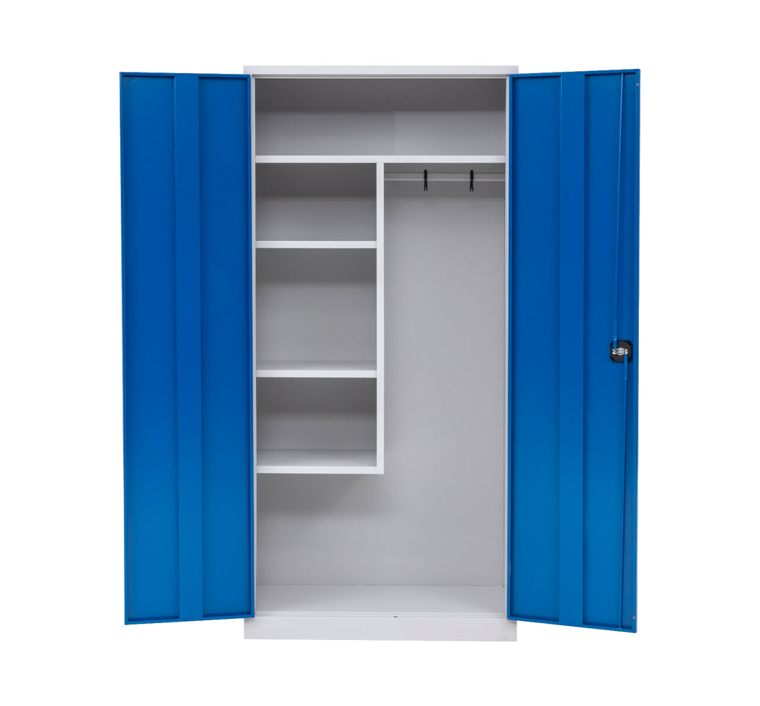 Putzmittelschrank, 92x195x42cm, grau/blau