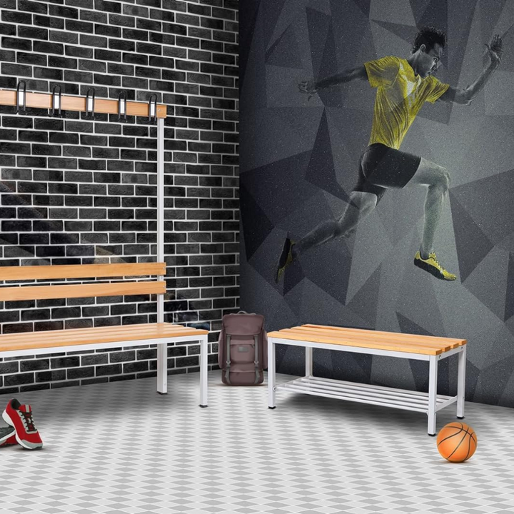Furni24 Sitzbank für Umkleideräume BxHxT: 100x42x40 cm, Umkleidesitzbank, Umkleidebank, Garderobenbank, Sportbank, Bank mit Echtholz für Fitnessstudio