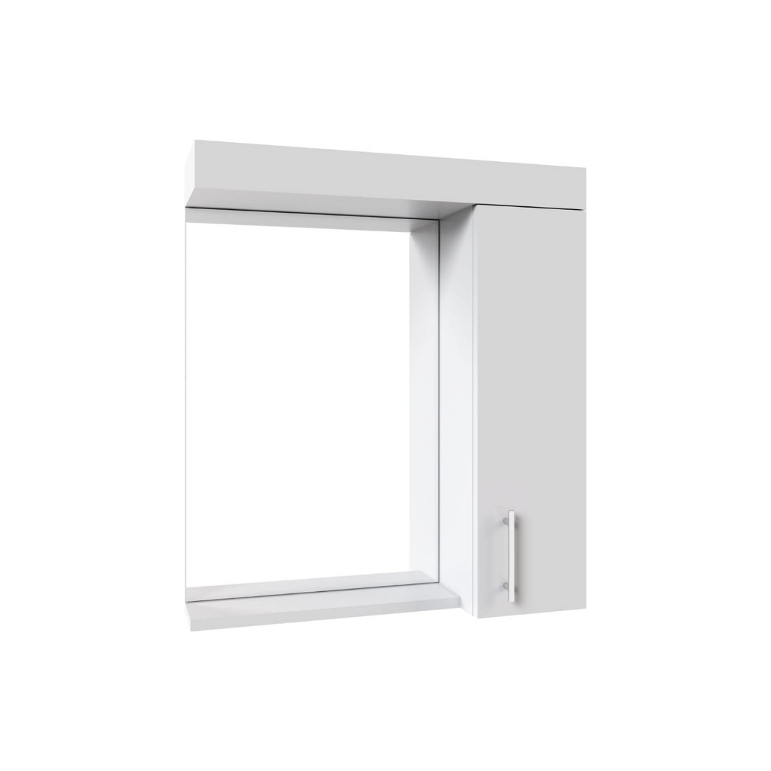 Badmöbel Set 1, 65 cm Waschbecken weiß inkl. Wassermischer, Waschtisch-Unterschrank, LED-Spiegelschrank