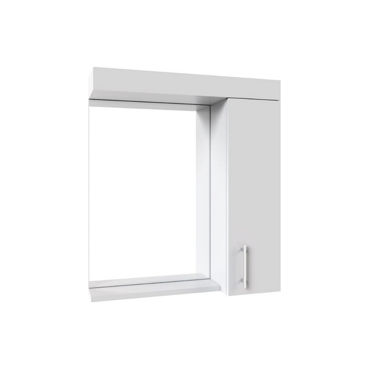 Badmöbel Set 1, 65 cm Waschbecken weiß inkl. Wassermischer, Waschtisch-Unterschrank, LED-Spiegelschrank