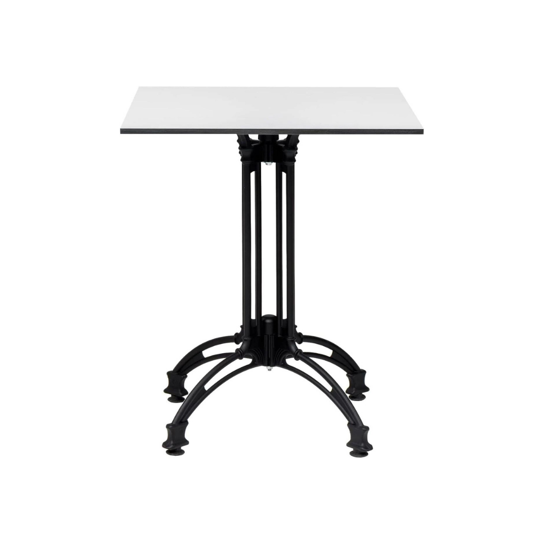 Esstisch mit Metalldrahtbeinen u. Holzplatte 59x59 cm weiß/schwarzes Gestell