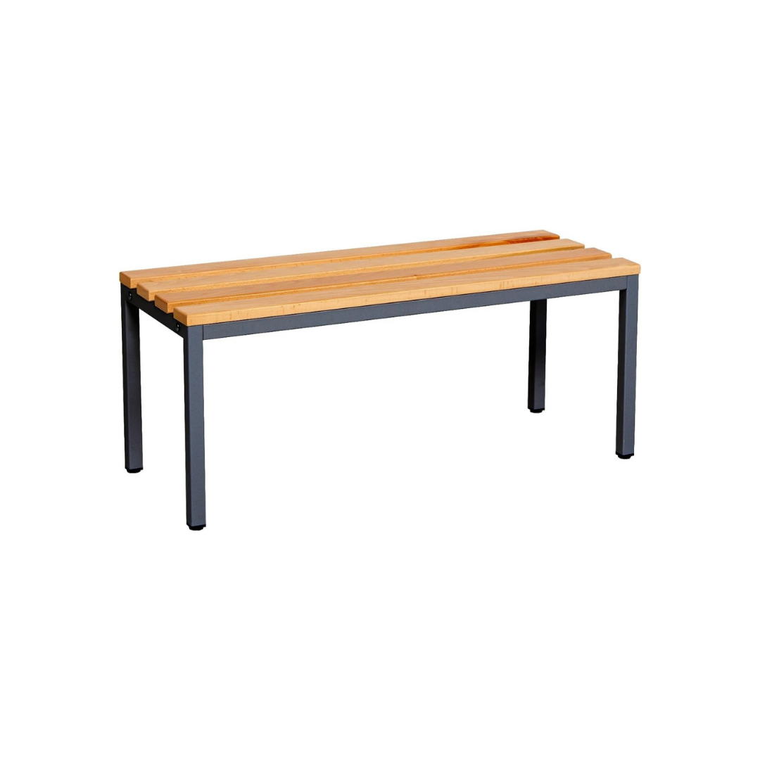 Furni24 Sitzbank für Umkleideräume BxHxT: 100x42x40 cm, Umkleidesitzbank, Umkleidebank, Garderobenbank, Sportbank, Bank mit Echtholz für Fitnessstudio