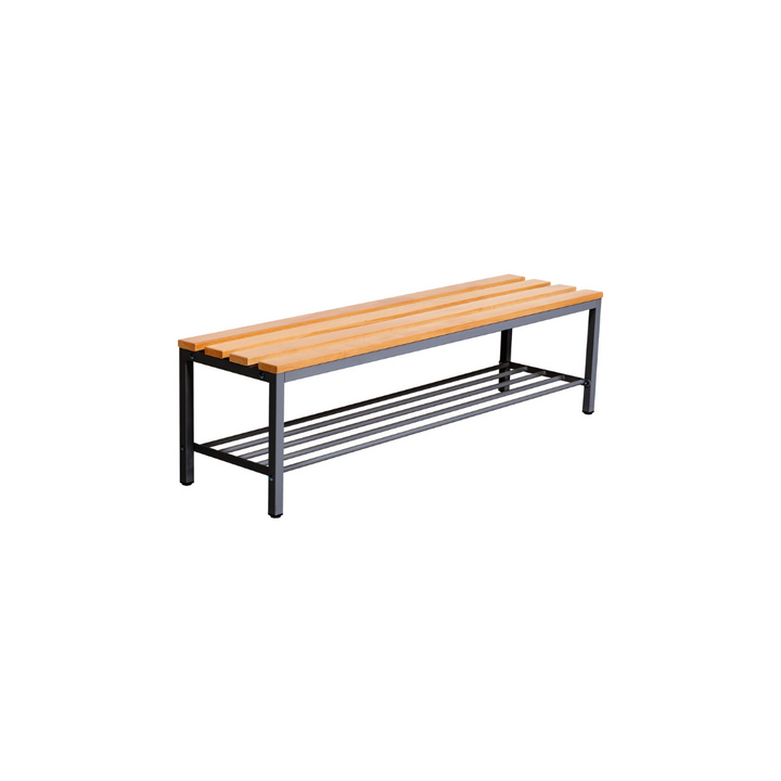 Furni24 Bank Umkleidebank, 100x42x40 cm, Sitzbank für Umkleideräume mit Schuhrost, Umkleidesitzbank, Umkleidebank, Garderobenbank, Sportbank, Bank mit Echtholz für Fitnessstudio