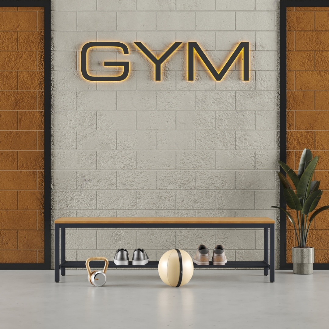 Furni24 Bank Umkleidebank, 150x42x40 cm, Sitzbank für Umkleideräume mit Schuhrost, Umkleidesitzbank, Umkleidebank, Garderobenbank, Sportbank, Bank mit Echtholz für Fitnessstudio