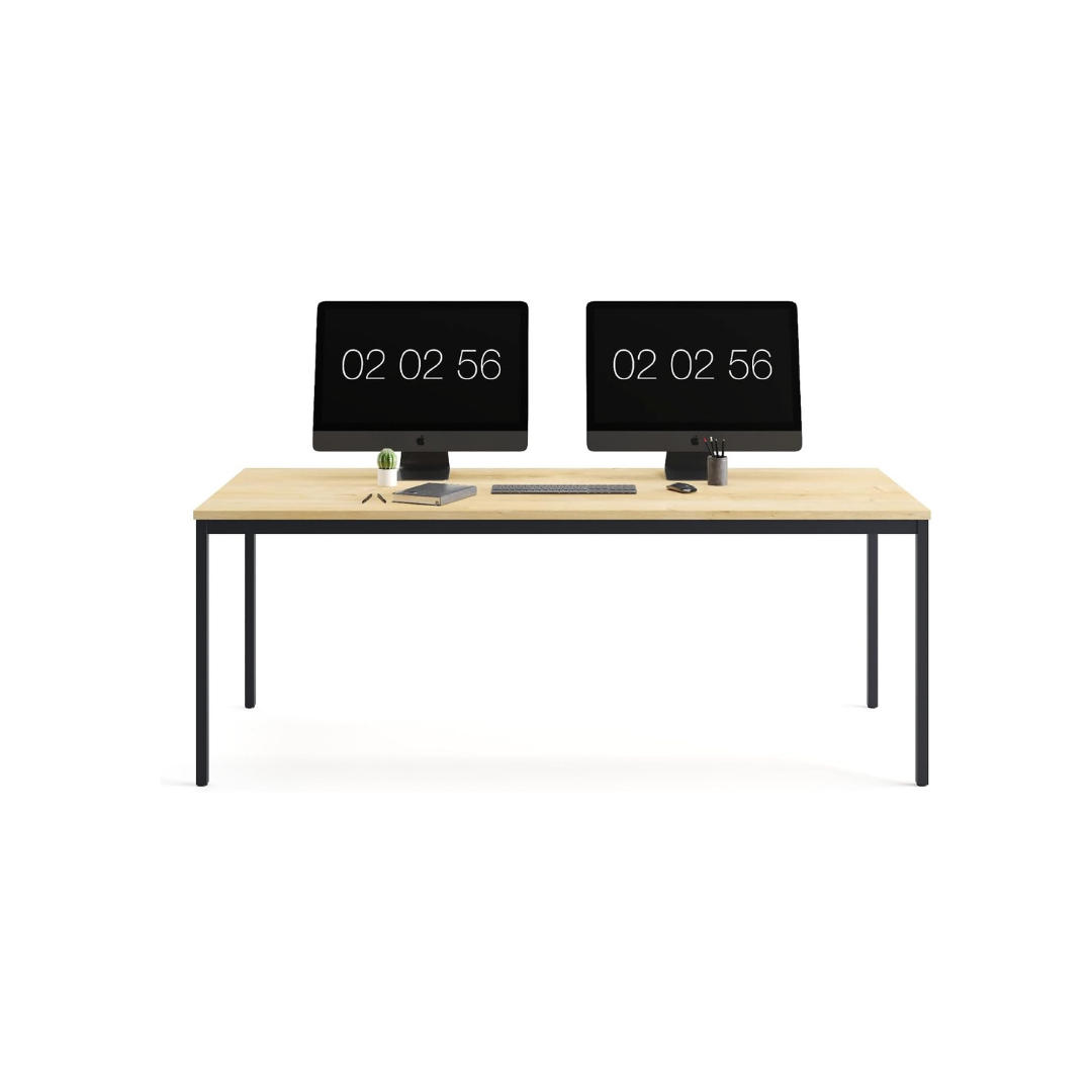 Furni24 Schreibtisch-Stahl 120x80x75cm, Eiche TÜV/GS-Einfache Montage, Arbeitstisch, Bürotisch, Küchentisch, Esstisch, Druckertisch Büro-Möbel Arbeitszimmer Computertisch Gaming-Tisch Mehrzwecktisch