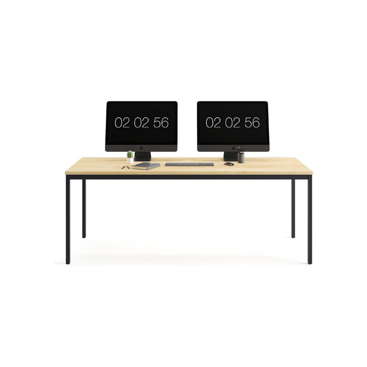 Furni24 Schreibtisch-Stahl 120x80x75cm, Eiche TÜV/GS-Einfache Montage, Arbeitstisch, Bürotisch, Küchentisch, Esstisch, Druckertisch Büro-Möbel Arbeitszimmer Computertisch Gaming-Tisch Mehrzwecktisch