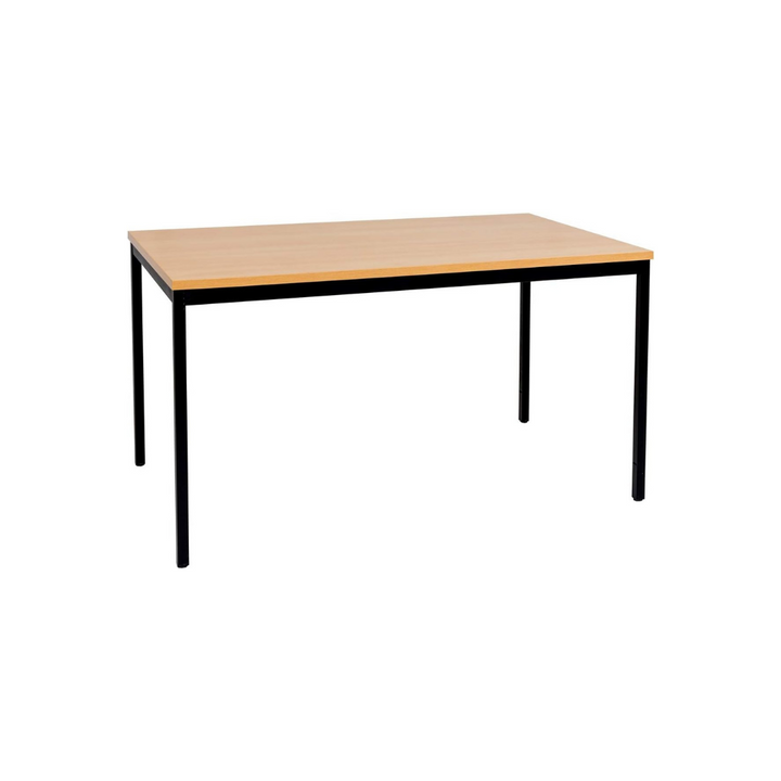 Furni24 Schreibtisch-Stahlgestell 140x80x75cm, Buche, TÜV/GS-Einfache Montage, Arbeitstisch, Bürotisch, Küchentisch, Esstisch, Druckertisch Büro-Möbel Arbeitszimmer Computertisch Gaming-Tisch Mehrzwecktisch