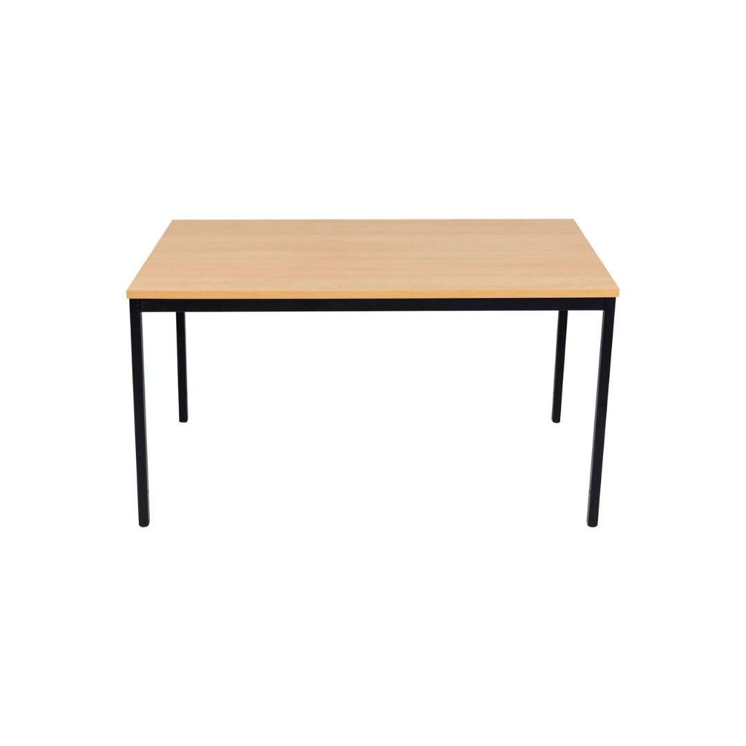Furni24 Schreibtisch-Stahlgestell 140x80x75cm, Buche, TÜV/GS-Einfache Montage, Arbeitstisch, Bürotisch, Küchentisch, Esstisch, Druckertisch Büro-Möbel Arbeitszimmer Computertisch Gaming-Tisch Mehrzwecktisch