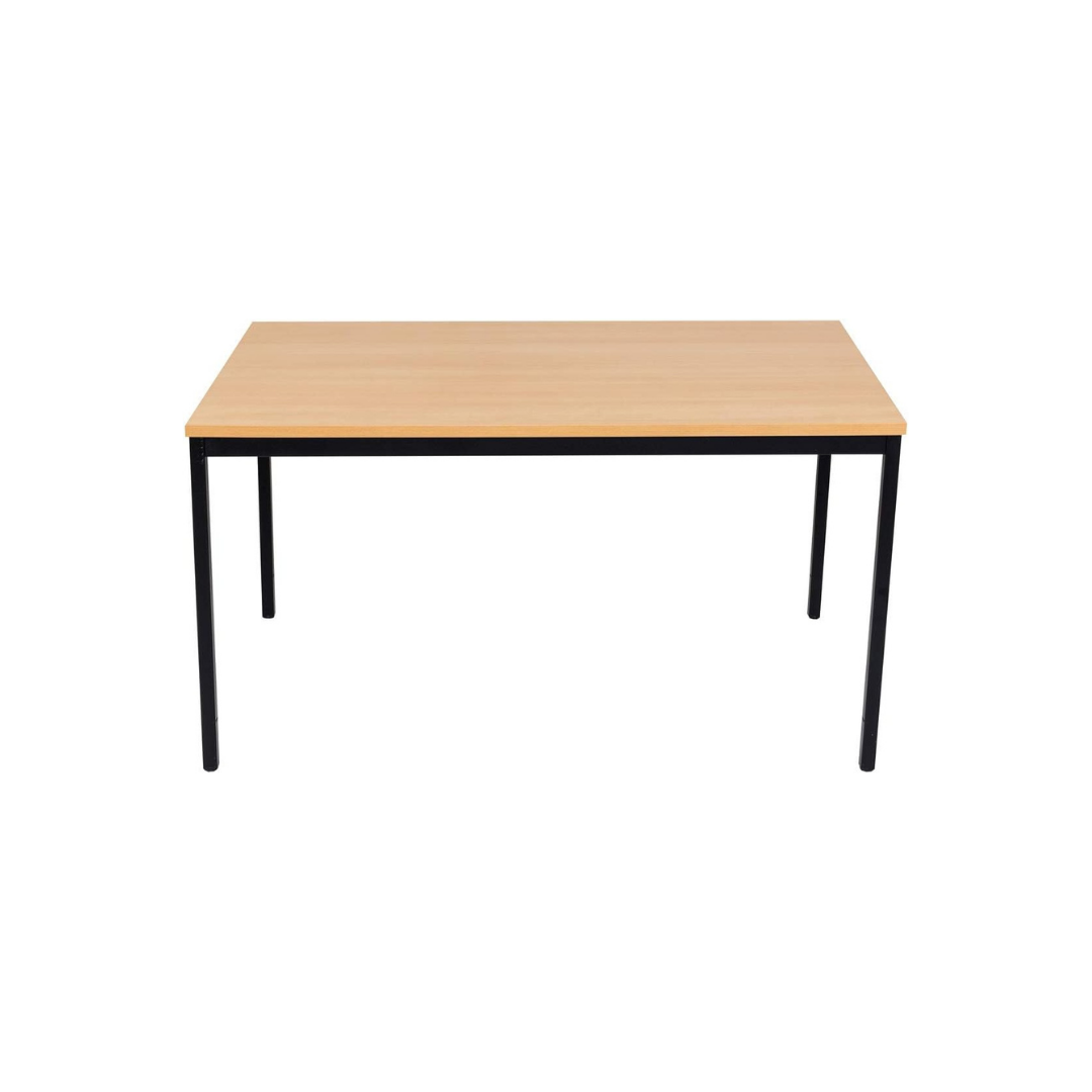 Furni24 Schreibtisch-Stahlgestell 140x70x75cm, Buche, TÜV/GS-Einfache Montage, Arbeitstisch, Bürotisch, Küchentisch, Esstisch, Druckertisch Büro-Möbel Arbeitszimmer Computertisch Gaming-Tisch Mehrzwecktisch