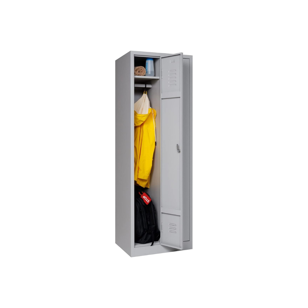 Furni24 Garderobenschrank 60x50x180cm Garderobenspind Umkleidespind Spind Schrank Kleiderschrank Abschließbar grau 2-türig 30cm Abteilbreite fertig montiert Verschiedene Ausführungen verfügbar