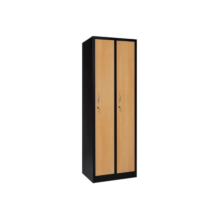 Furni24 Garderobenschrank 60 cm x 50 cm x 180 cm schwarz/buche 2-türig 30cm Abteilbreite fertig montiert Verschiedene Ausführungen verfügbar