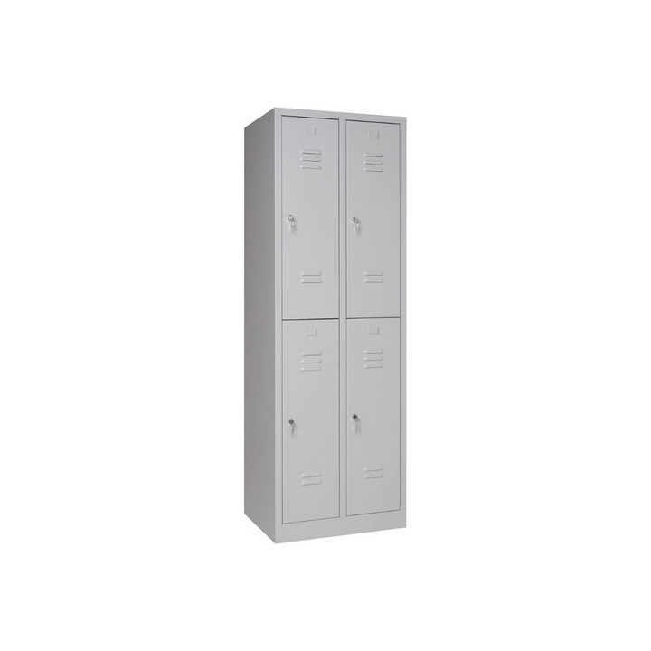 Furni24 Garderobenschrank, Schließfach, Spind, Umkleideschrank, Kleiderschrank Abteilbreite 30 cm halbe Türen, 180 cm x 60 cm x 50 cm / grau RAL 7035