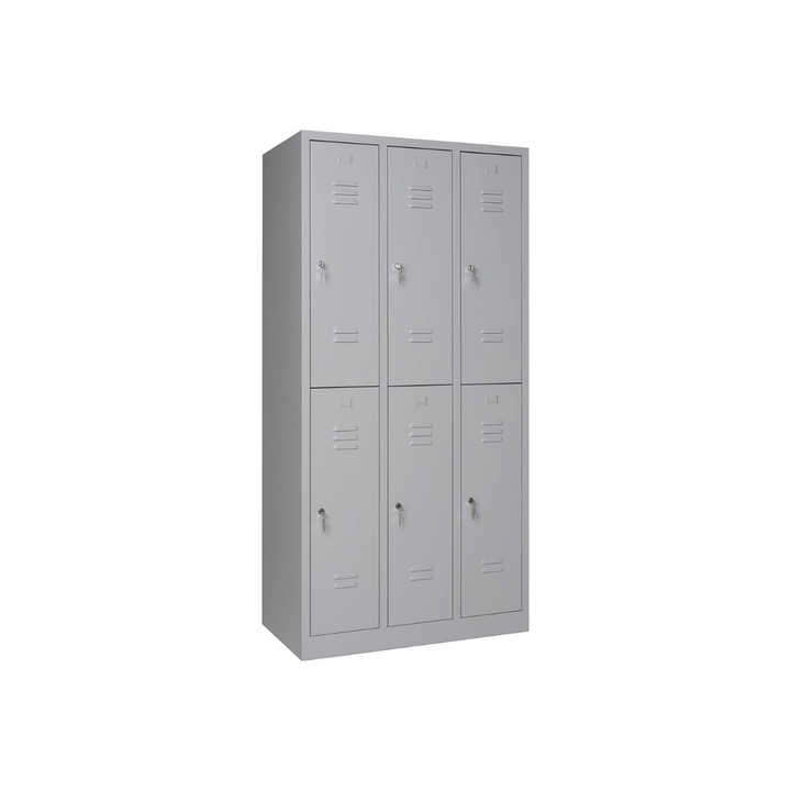 Garderobenschrank Abteilbreite 30 cm halbe Türen, 180 cm x 90 cm x 50 cm / grau RAL 7035