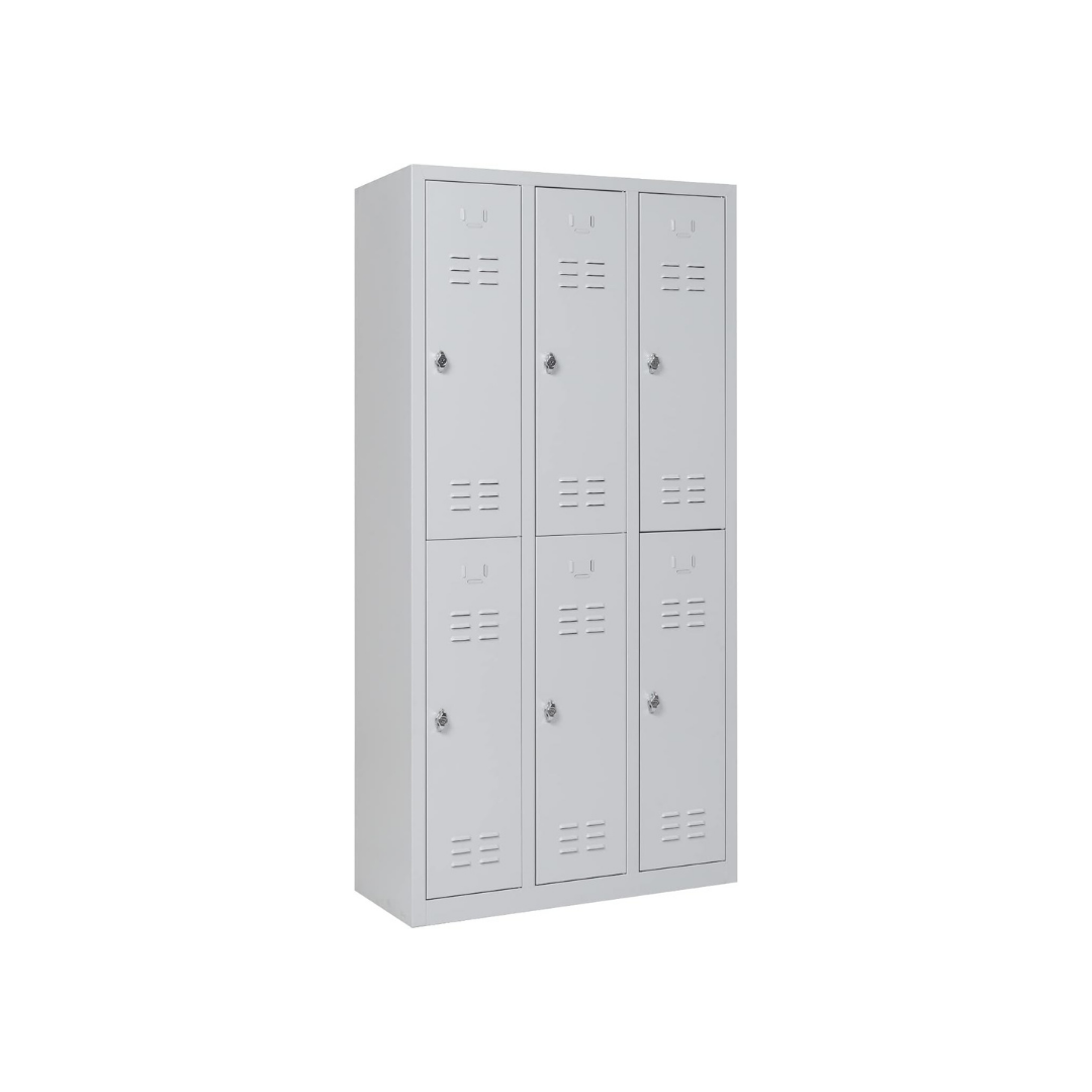 Garderobenschrank Abteilbreite 30 cm halbe Türen, 180 cm x 90 cm x 40 cm / grau RAL 7035