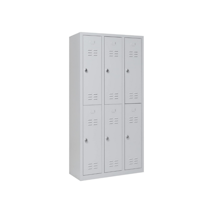Garderobenschrank Abteilbreite 30 cm halbe Türen, 180 cm x 90 cm x 40 cm / grau RAL 7035