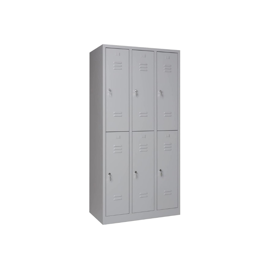 Garderobenschrank Abteilbreite 40 cm halbe Türen, 180 cm x 120 cm x 50 cm / grau