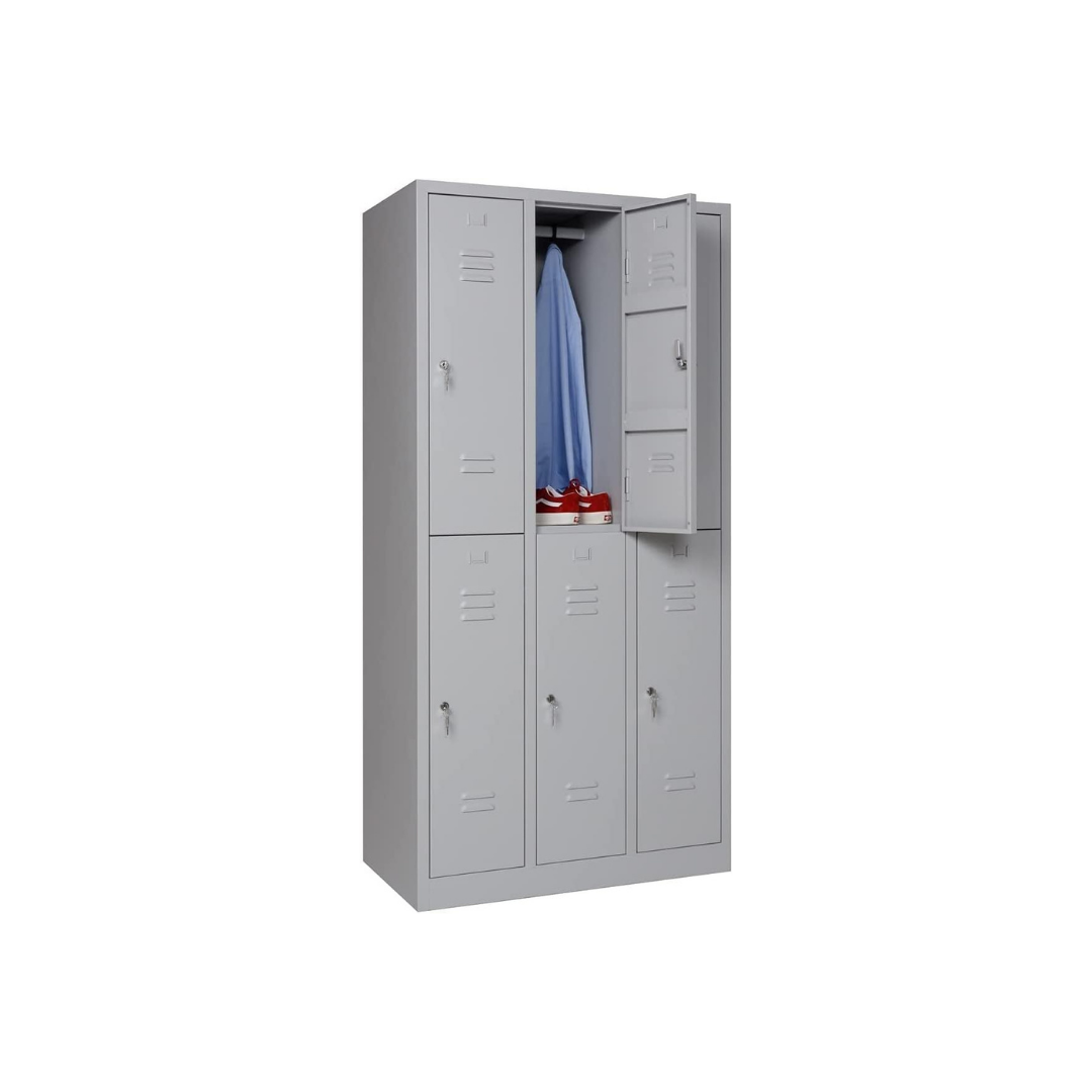 Garderobenschrank Abteilbreite 40 cm halbe Türen, 180 cm x 120 cm x 50 cm / grau