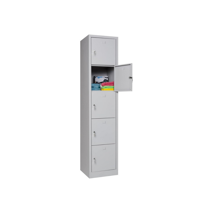 Furni24 Schließfachschrank Schließfach Wertfachschrank Personalschrank Wertfach Spind 190 cm x 40 cm x 45 cm grau RAL 7035 **fertig montiert** Verschiedene Ausführungen