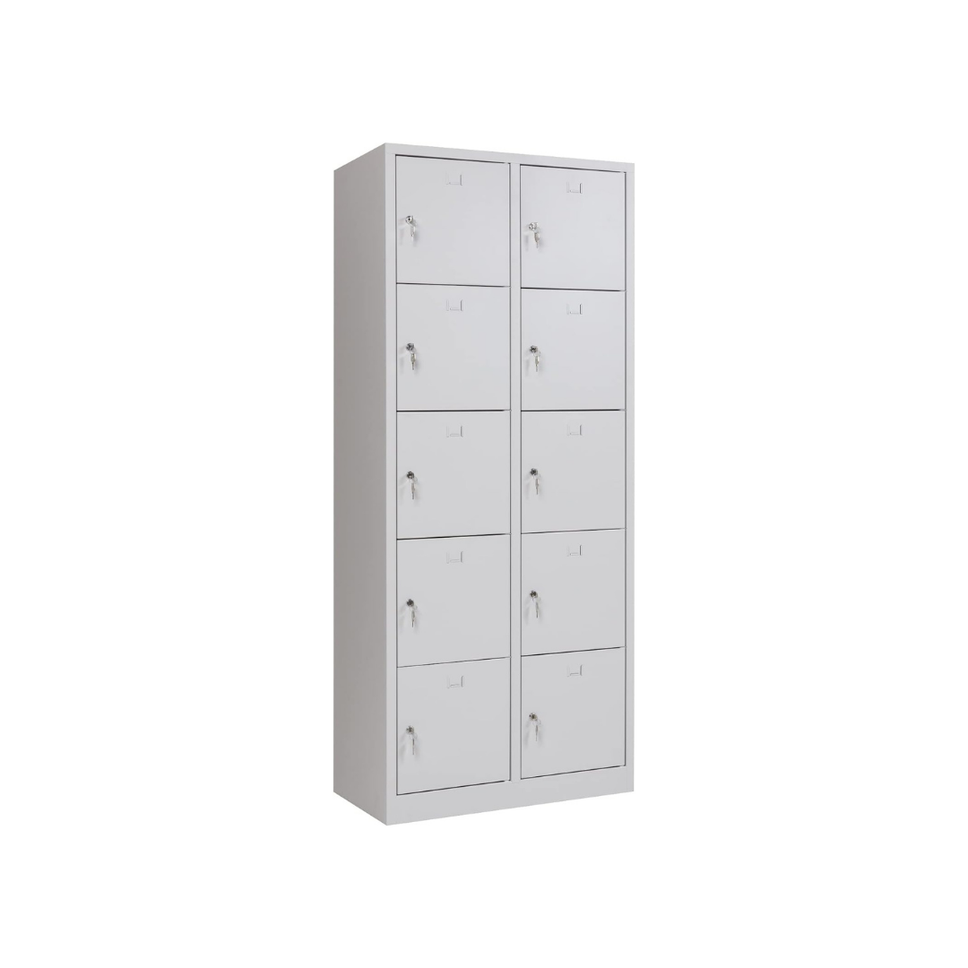 Furni24 Schließfachschrank Schließfach Wertfachschrank Personalschrank Wertfach Spind 190 cm x 80 cm x 45 cm grau RAL 7035 **fertig montiert** Verschiedene Ausführungen