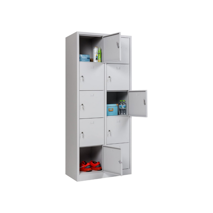 Furni24 Schließfachschrank Schließfach Wertfachschrank Personalschrank Wertfach Spind 190 cm x 80 cm x 45 cm grau RAL 7035 **fertig montiert** Verschiedene Ausführungen