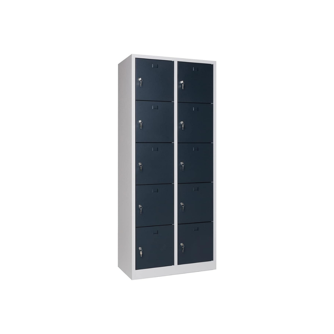 Furni24 Schließfachschrank 10 Türen 190x80x45cm Schließfach Wertfachschrank Personalschrank Wertfach Spind anthrazitgrau RAL 7016 **fertig montiert** Verschiedene Ausführungen