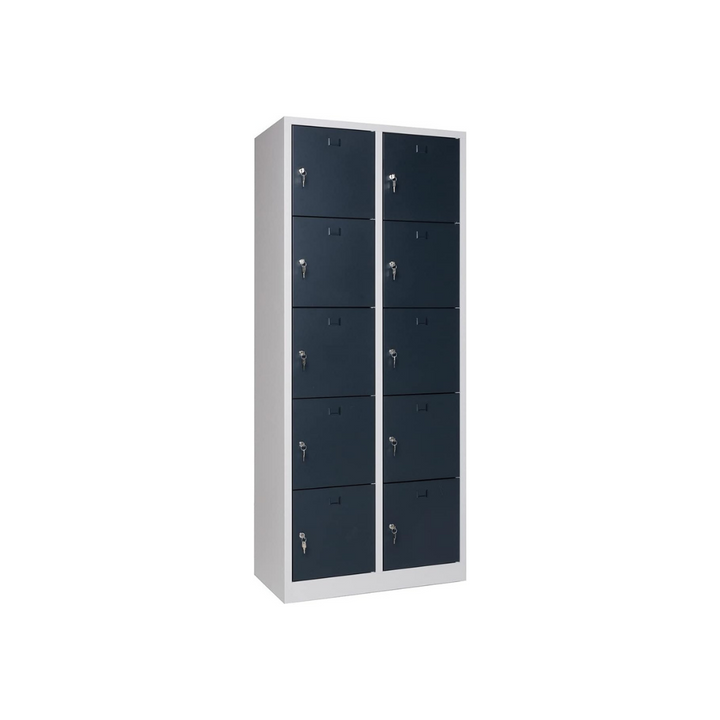 Furni24 Schließfachschrank 10 Türen 190x80x45cm Schließfach Wertfachschrank Personalschrank Wertfach Spind anthrazitgrau RAL 7016 **fertig montiert** Verschiedene Ausführungen