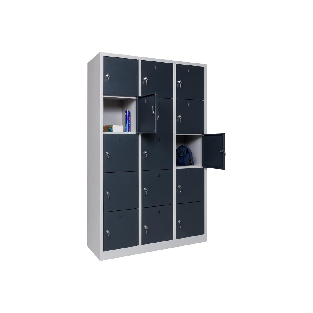 Furni24 Schließfachschrank Schließfach Wertfachschrank Personalschrank Wertfach Spind 190 cm x 120 cm x 45 cm anthrazitgrau RAL 7016 **fertig montiert** Verschiedene Ausführungen