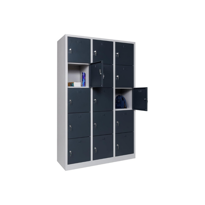 Furni24 Schließfachschrank Schließfach Wertfachschrank Personalschrank Wertfach Spind 190 cm x 120 cm x 45 cm anthrazitgrau RAL 7016 **fertig montiert** Verschiedene Ausführungen