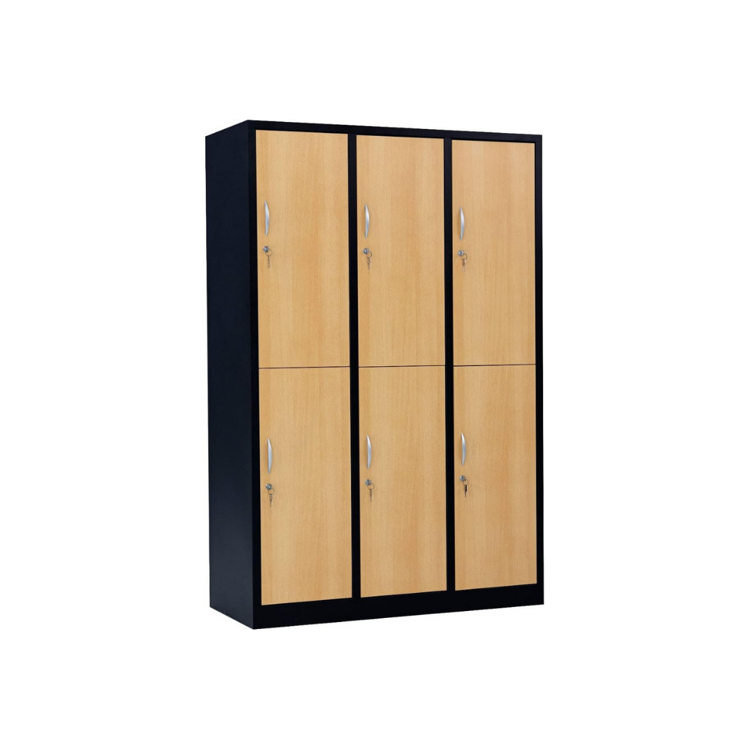 Garderobenschrank Abteilbreite 40 cm halbe Türen, 180 cm x 120 cm x 50 cm / schwarz / Buche RAL 9005