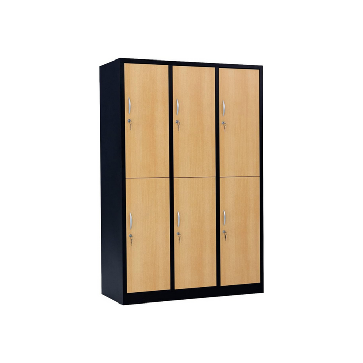 Garderobenschrank Abteilbreite 40 cm halbe Türen, 180 cm x 120 cm x 50 cm / schwarz / Buche RAL 9005