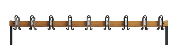 Furni24 Umkleidebank Sitzbank Garderobenbank Sportraum Bank mit Echtholz für Fitnessstudio (2-seitig) doppelseitig mit Garderobenhaken und Schuhrost 200 cm x 170 cm x 85 cm