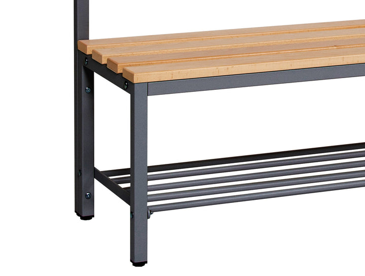 Furni24 Umkleidebank 150 cm x 170 cm x 43 cm Sitzbank Sportbank einseitig mit Garderobenhaken und Schuhrost