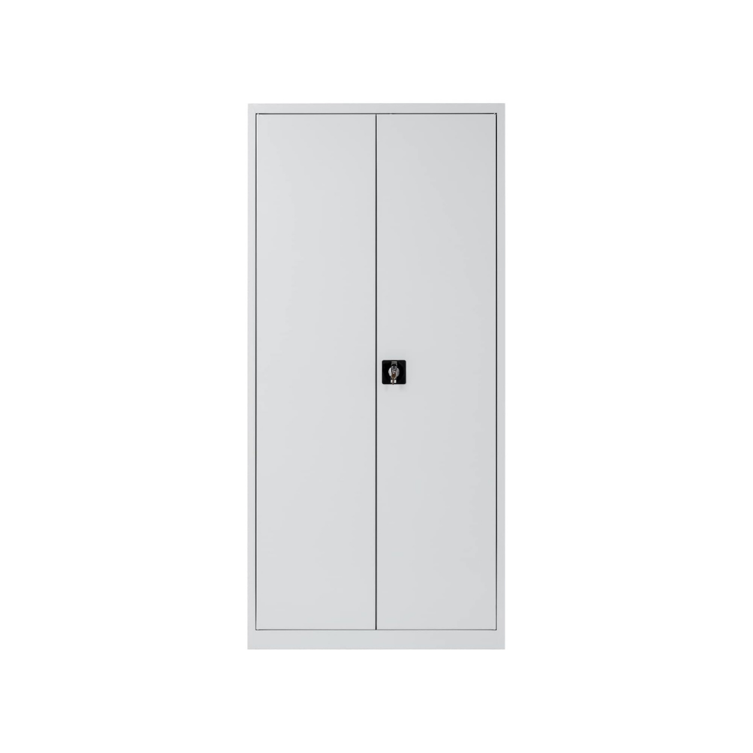 Furni24 Aktenschrank, fertig montiert, 180x80x38cm, Stahlflügeltürschrank Materialschrank, Abschließbarer Spind, Aktenschrank mit 5 Fächern, Werkzeugschrank, Mehrzweckschrank, Universalschrank, grau
