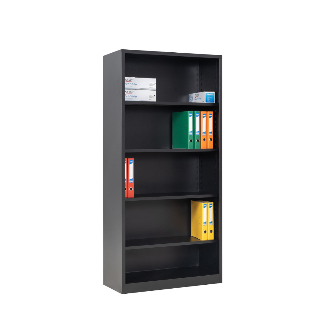 Aktenregal Stahlregalschrank, Schrank Büroschrank offen, Platz für ca. 55 Ordner, schwarz