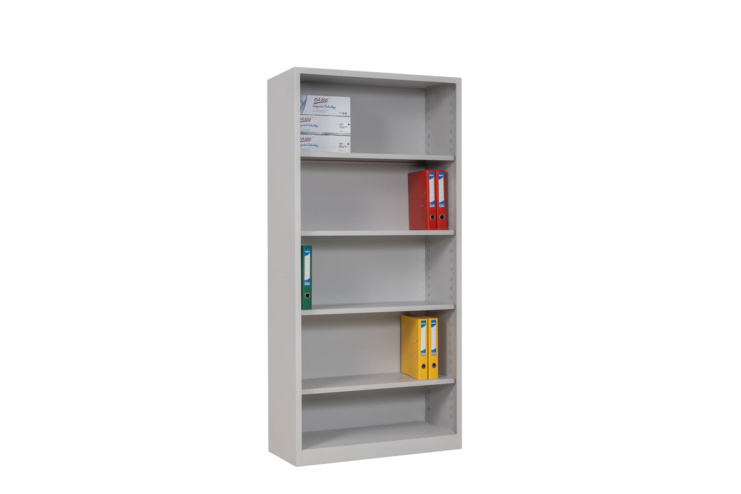 Aktenregal Stahlregalschrank, Schrank Büroschrank offen, Platz für ca. 55 Ordner, grau
