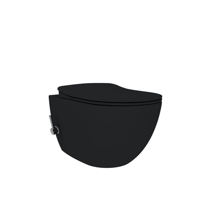 Furni24 Spülrandloses Wand-WC mit Toilettendeckel, mit Hygienedusche, anthrazit matt