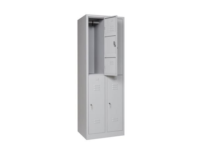 Garderobenschrank Abteilbreite 40 cm halbe Türen, 180 cm x 80 cm x 50 cm / grau