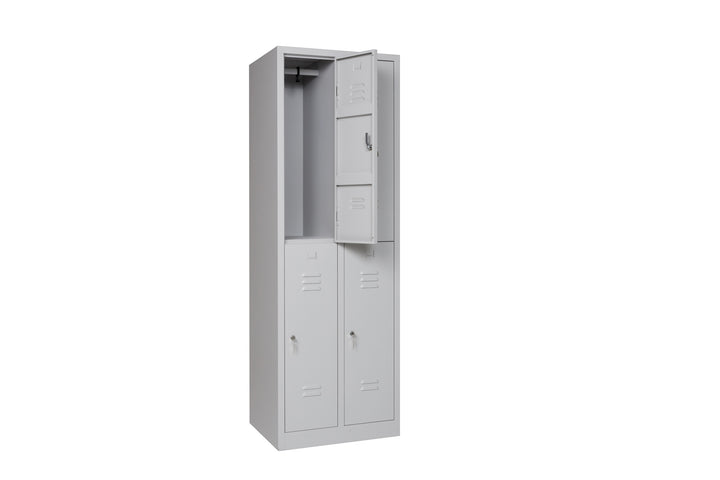 Furni24 Garderobenschrank Abteilbreite 40 cm halbe Türen, 180 cm x 80 cm x 50 cm / grau