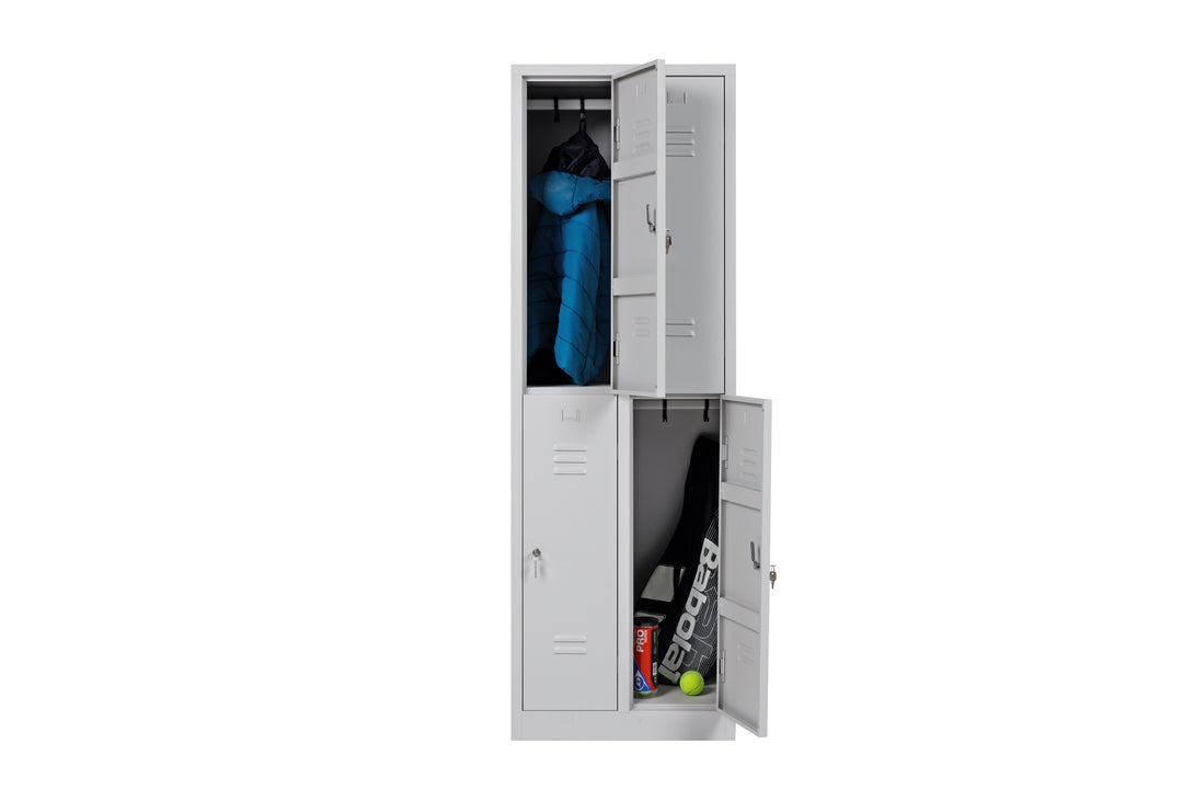 Furni24 Garderobenschrank Abteilbreite 40 cm halbe Türen, 180 cm x 80 cm x 50 cm / grau
