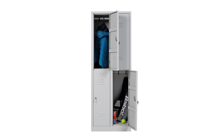 Furni24 Garderobenschrank Abteilbreite 40 cm halbe Türen, 180 cm x 80 cm x 50 cm / grau