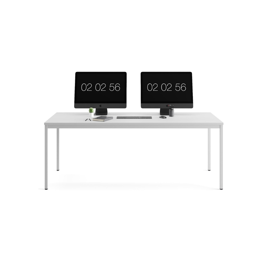 Furni24 Schreibtisch-Stahl 120x80x75cm, Grau, TÜV/GS-Einfache Montage, Arbeitstisch, Bürotisch, Küchentisch, Esstisch, Druckertisch Büro-Möbel Arbeitszimmer Computertisch Gaming-Tisch Mehrzwecktisch